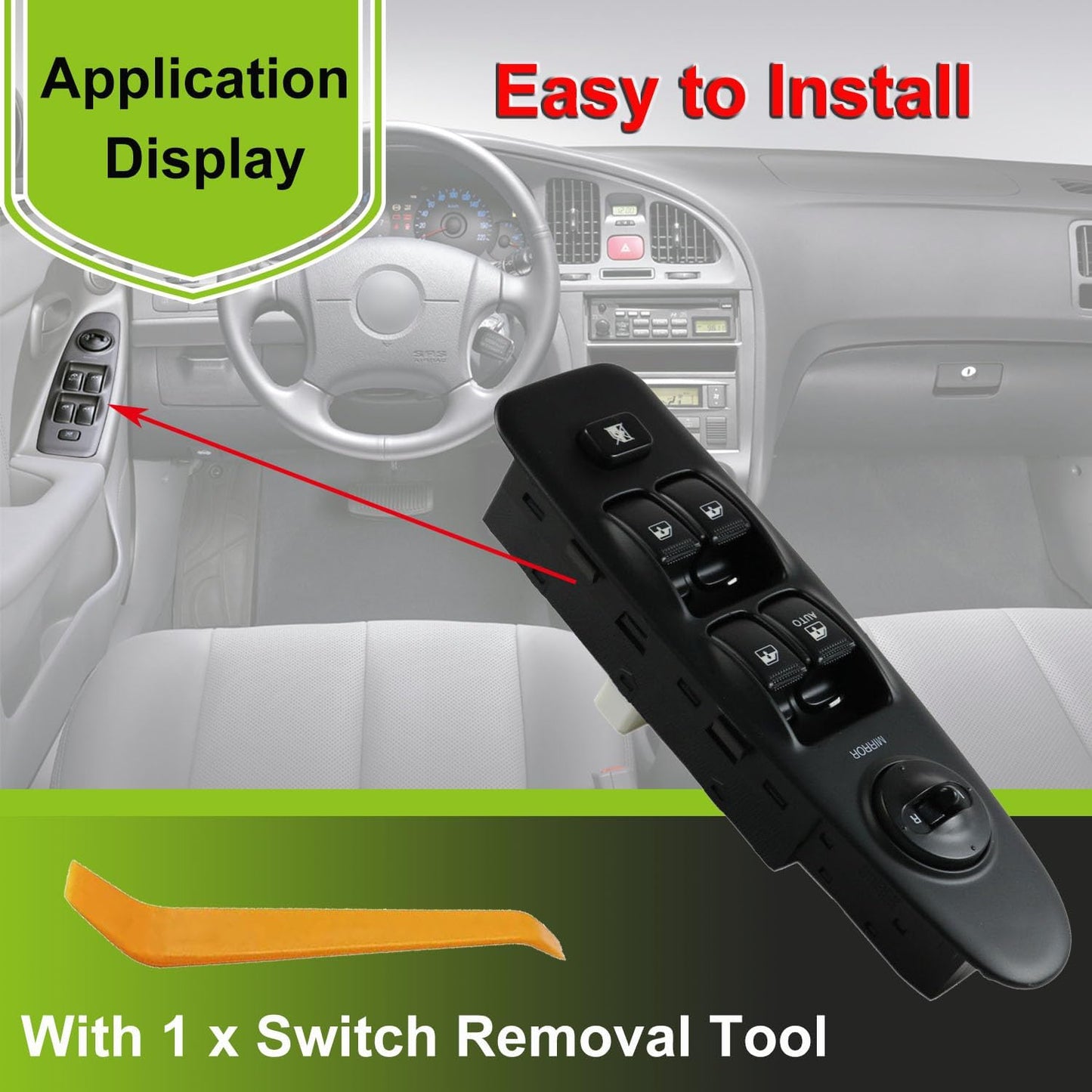 93570-2D000 Front Left Power Control Window Switch Driver Compatible with 2001 2002 2003 2004 2005 2006 Hyundai Elantra Driver Side Electric Master Window Switch Replacement for Elantra 2001-2006
