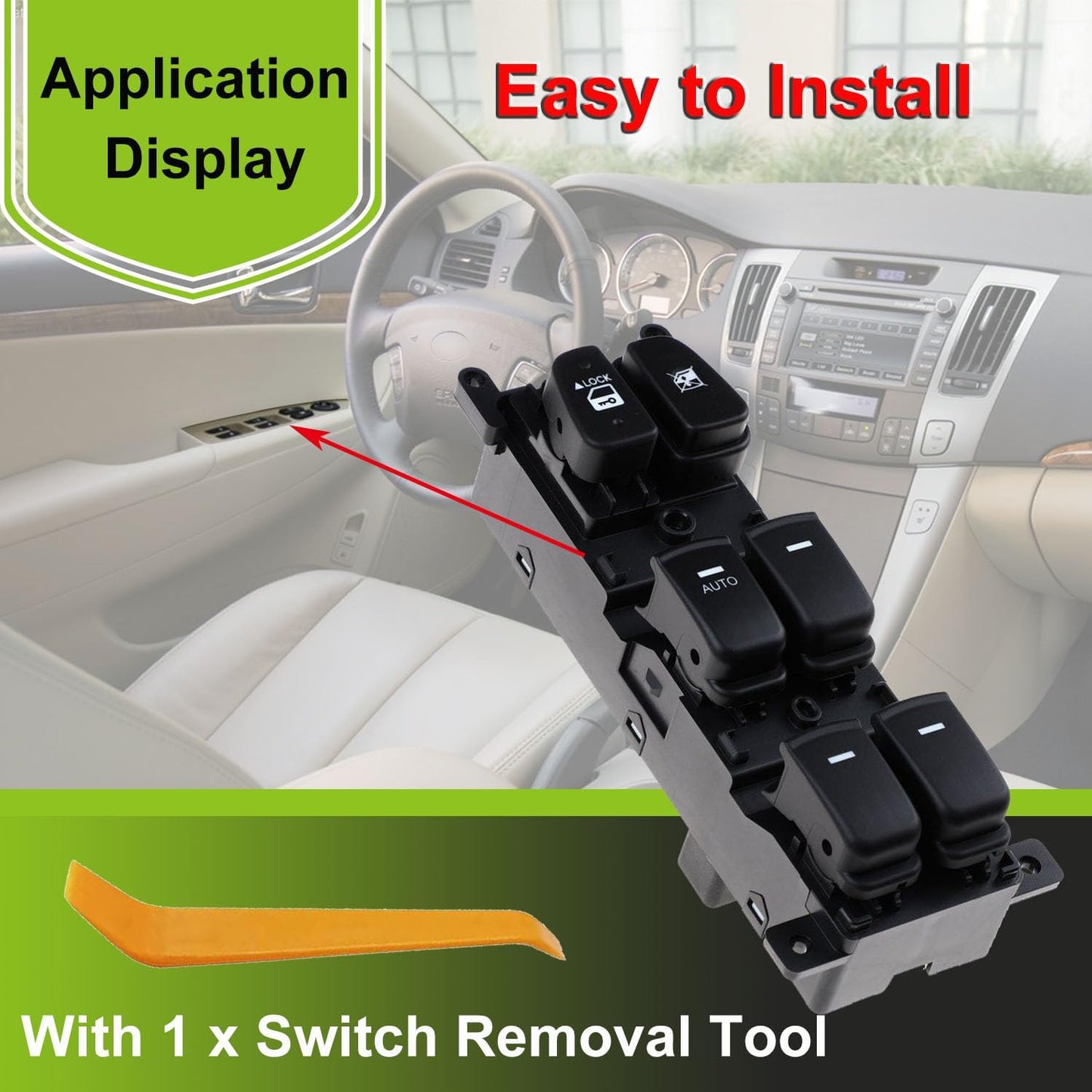 93570-3K600 Front Left Power Control Window Switch Driver Compatible with 2008-2010 Hyundai Sonata Replace# 935703K600 Driver Side Electric Master Window Switch Button Replacement for Sonata 2008-2010