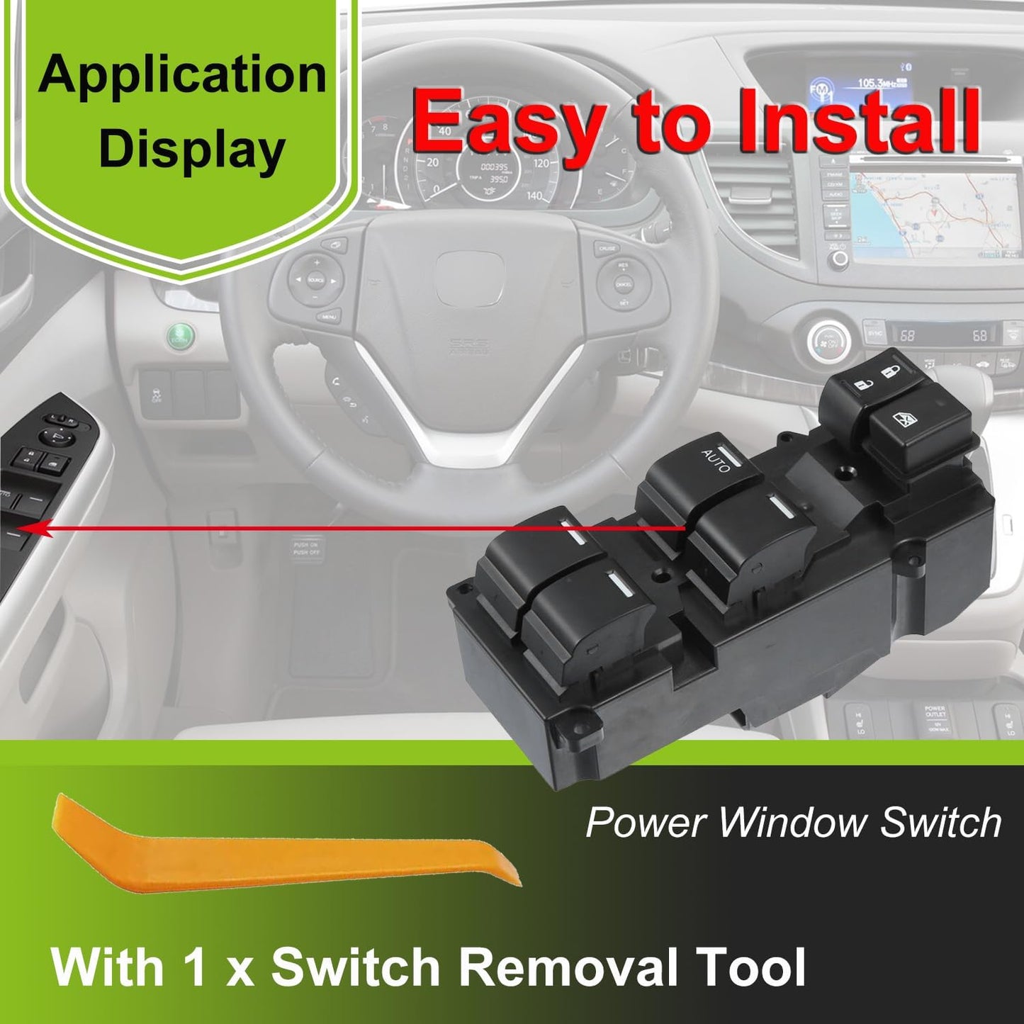 Front Left Driver Side Master Window Switch Replacement for Honda Accord Sport 2013-2017 Replace OE 35750T2AA91 | Fit for 2013-2017 Accord Sport 35750-T2A-A91 Power Window Master Switch Buttons