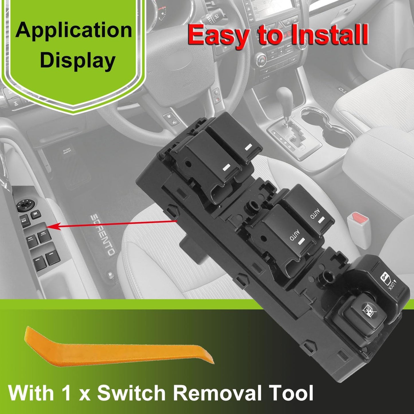 93570-2P200 Front Left Power Control Window Switch Driver Compatible with 2010-2012 Kia Sorento, Driver Side Electric Master Window Switch Replacement for Sorento 2010 2011 2012 Replace OE 935702P200