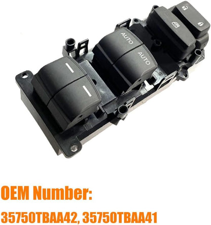 Master Power Window Switch Button Replacement for 2016 2017 2018 2019 2020 2021 Honda Civic EX | SI Touring Replace #35750TBAA42, 35750TBAA41 for Front Left Driver Side with Double Auto Switch Control