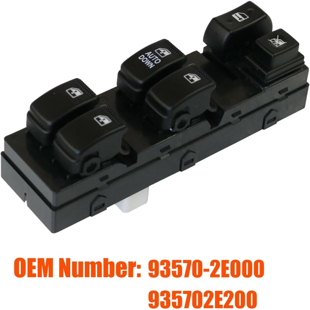 93570-2E000 Front Left Power Control Window Switch Driver Compatible with 2005-2010 Hyundai Tucson Replace OE 935702E200, 935702E000 Driver Side Electric Window Switch Replacement for Tucson 2005-2013