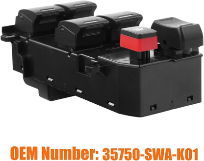 Front Left Power Control Window Switch Driver Compatible with 2007-2011 Honda CRV Replace# 35750-SWA-K01 for Driver Side Power Master Window Switch for CR-V 2007 2008 2009 2010 2011