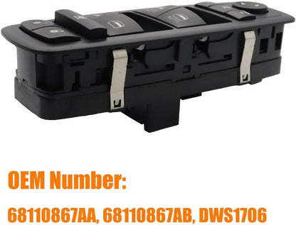 Power Window Master Control Switch Fit for 2012-2015 Chrysler Town & Country,for Dodge Grand Caravan,for 2013-2015 Dodge Ram 1500 2500 with Double Auto Button 3+9 pins Replace OE 68110867AB,68110867AA