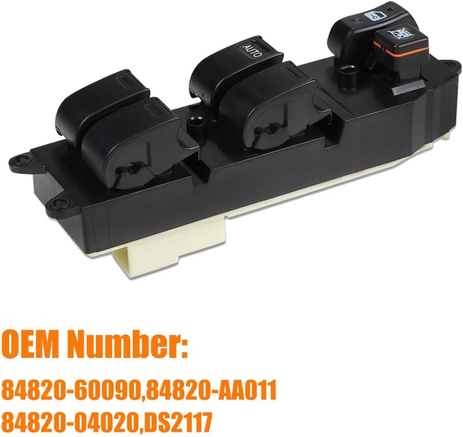 Power Window Master Control Switch Button Fit for Toyota Camry 1997-2001 for Toyota Corolla 1998-2002 Replace OEM 84820-AA011, 84820AA011, 901-702 for Front Left Driver Side Power Window Switch Button