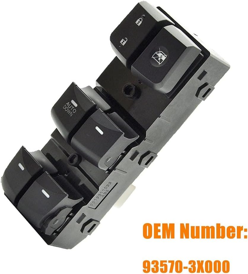 Power Window Control Switch fit for Hyundai Elantra 2011-2015, Replace OEM 93570-3X000, Front Left Driver Side Power Window Master Control Switch Button 11-15