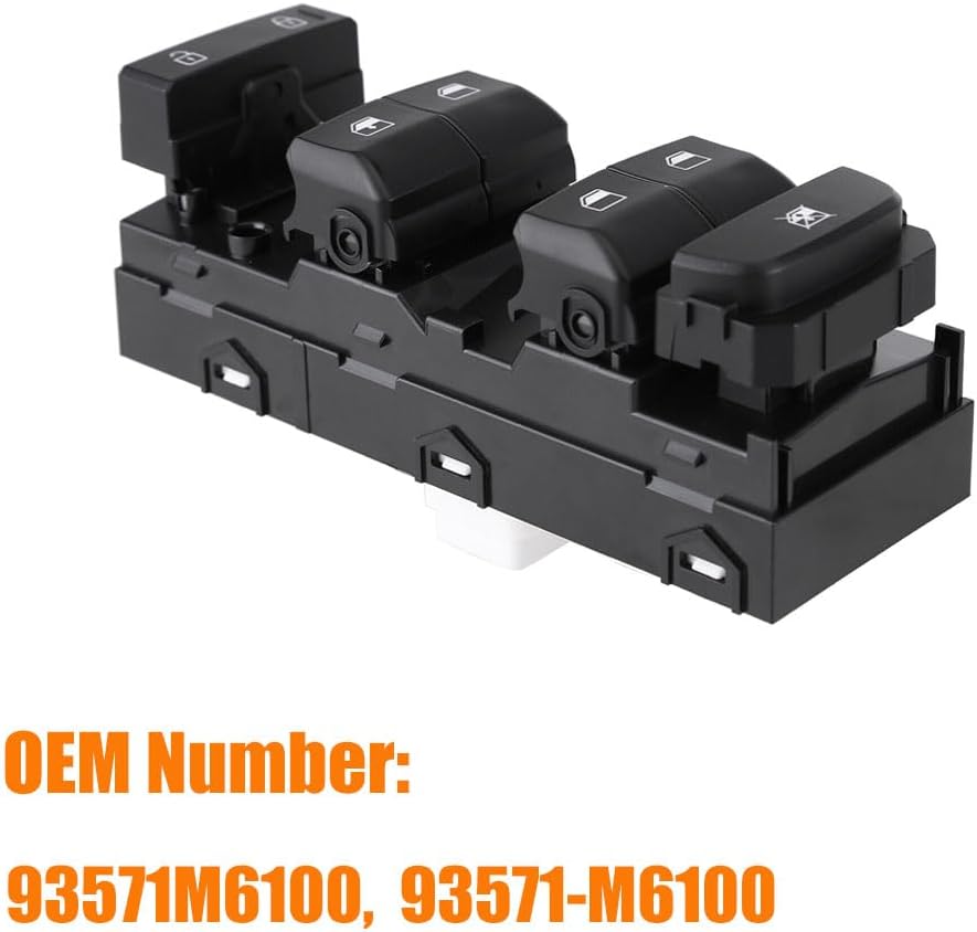 Power Window Master Control Switch Fit for 2019 2020 2021 Kia Forte Replace OE 93571M6100, 93571-M6100 for Front Left Driver Side Electric Window Switch Button Compatible with Kia Forte 2019-2021