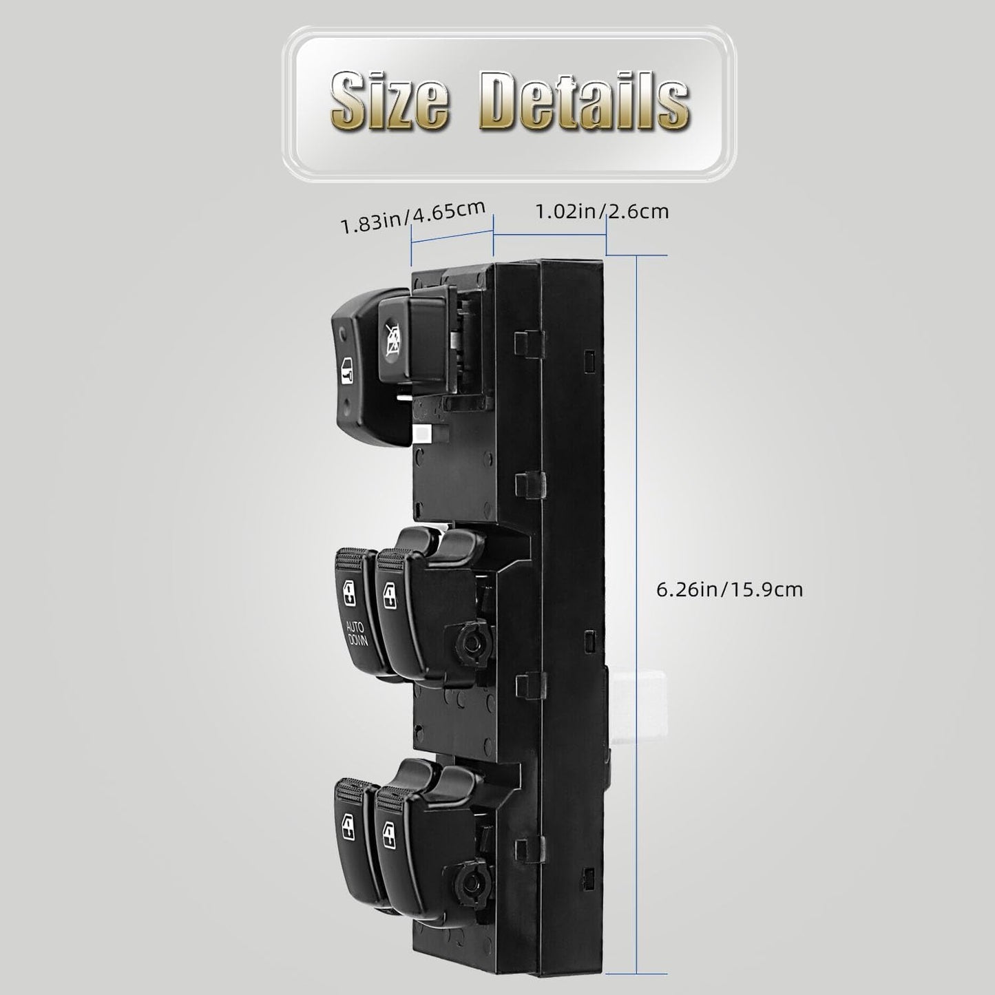 93570-2E000 Front Left Power Control Window Switch Driver Compatible with 2005-2010 Hyundai Tucson Replace OE 935702E200, 935702E000 Driver Side Electric Window Switch Replacement for Tucson 2005-2013