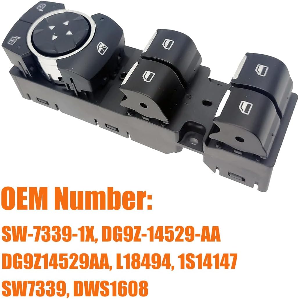 Front Left Power Control Window Switch Compatible with Ford Fusion 2013 2014 2015 2016 2017 Replace OE SW-7339-1X DG9Z14529AA, Driver Side Electric Window Switch Fit for Fusion 2013-2017