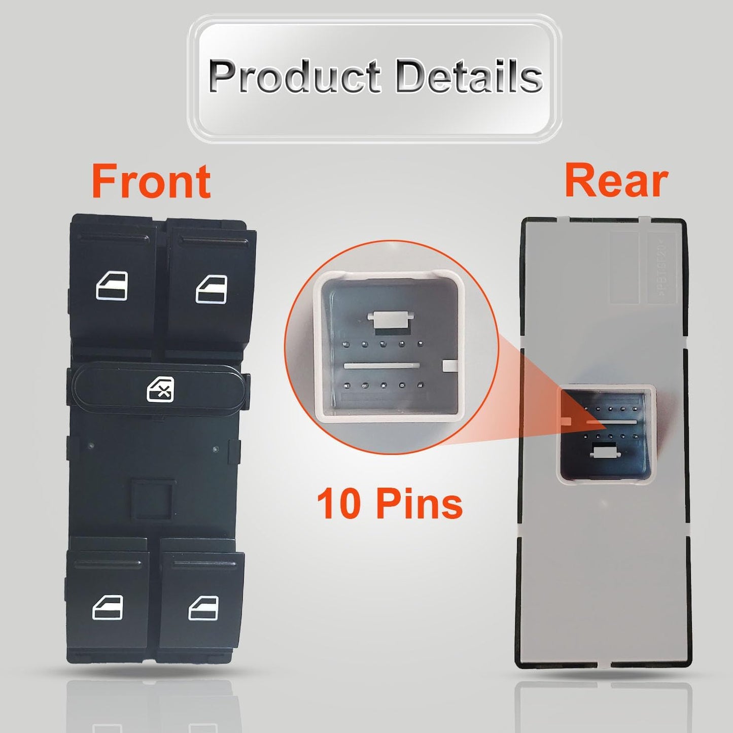 Power Window Control Switch fit for 2005-2014 VW Volkswagen CC Golf Jetta Passat Tiguan Toura-n, Replace OEM 1K4959857B 5ND959857 Front Left Driver Side Power Window Master Control Switch Button