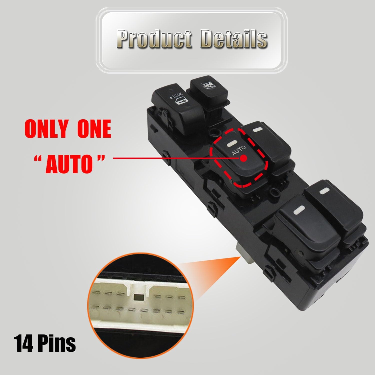 93570-0Q000-M5 Front Left Power Control Window Switch Driver Compatible with 2008-2015 Hyundai Elantra Replace OE 93570-0Q000 Fit for Driver Side Electric Master Window Switch for Elantra 2008-2015