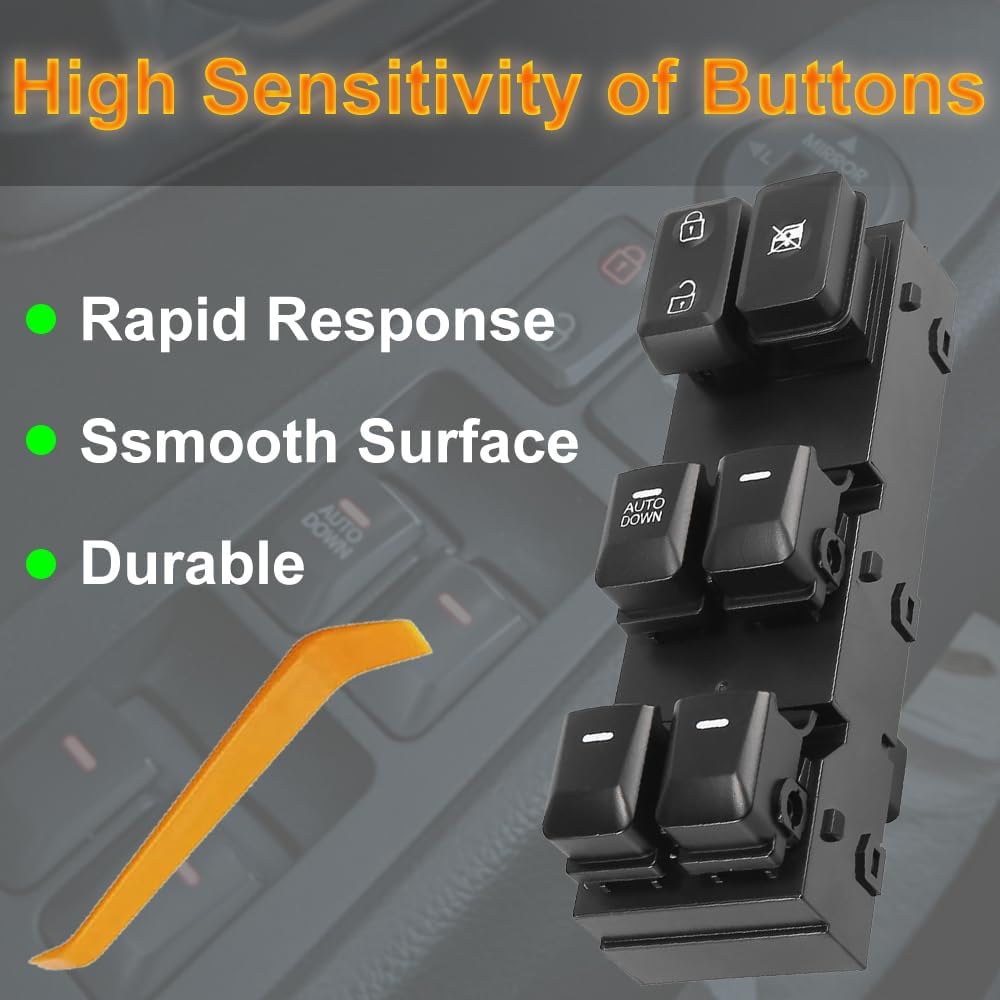 93570-3W000 Front Left Power Window Switch Driver Compatible with 2011-2016 Kia Sportage, Driver Side Electric Master Window Switch Button Replacement for Sportage 2012 2013 2014 2015, 1 Auto Down