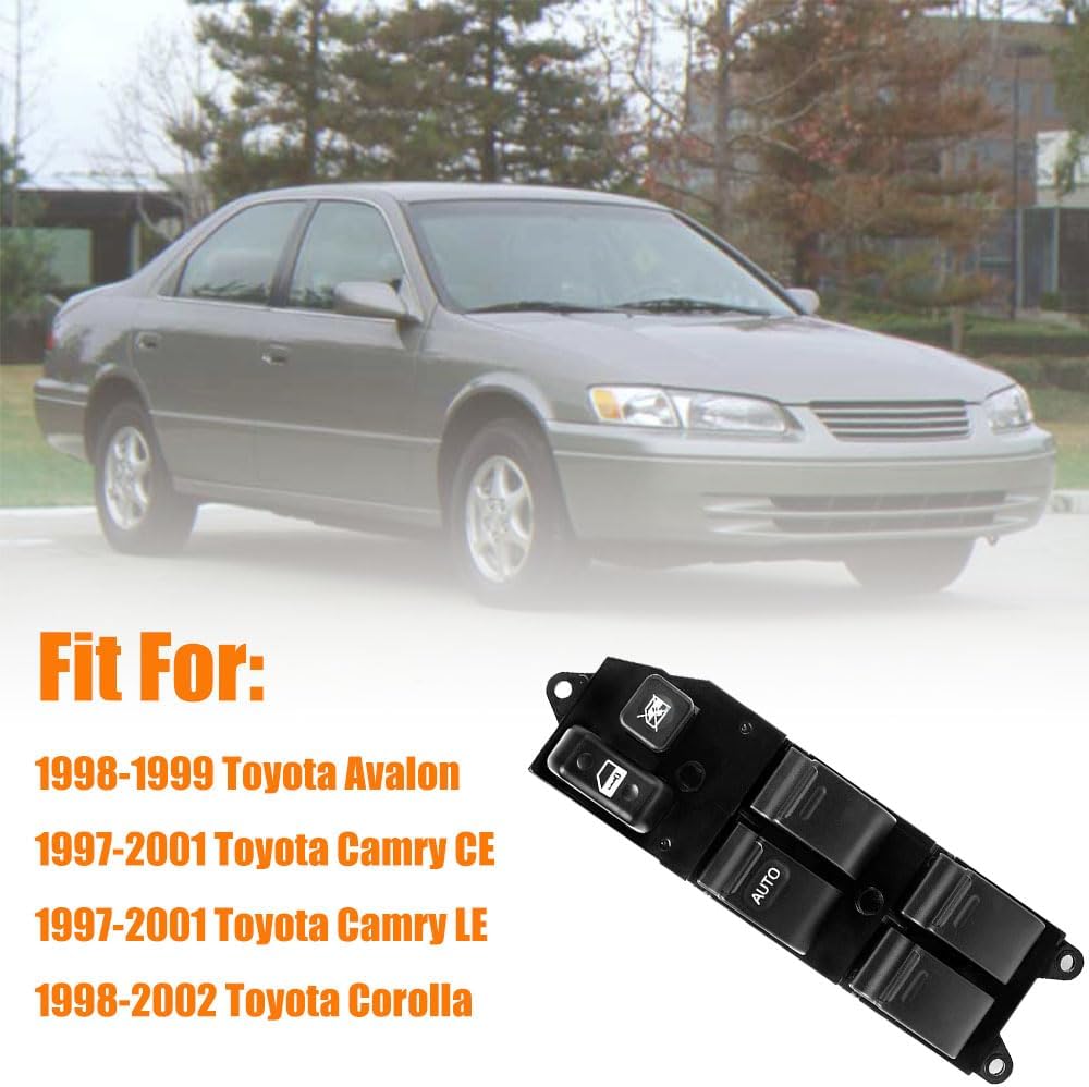 Power Window Master Control Switch Button Fit for Toyota Camry 1997-2001 for Toyota Corolla 1998-2002 Replace OEM 84820-AA011, 84820AA011, 901-702 for Front Left Driver Side Power Window Switch Button