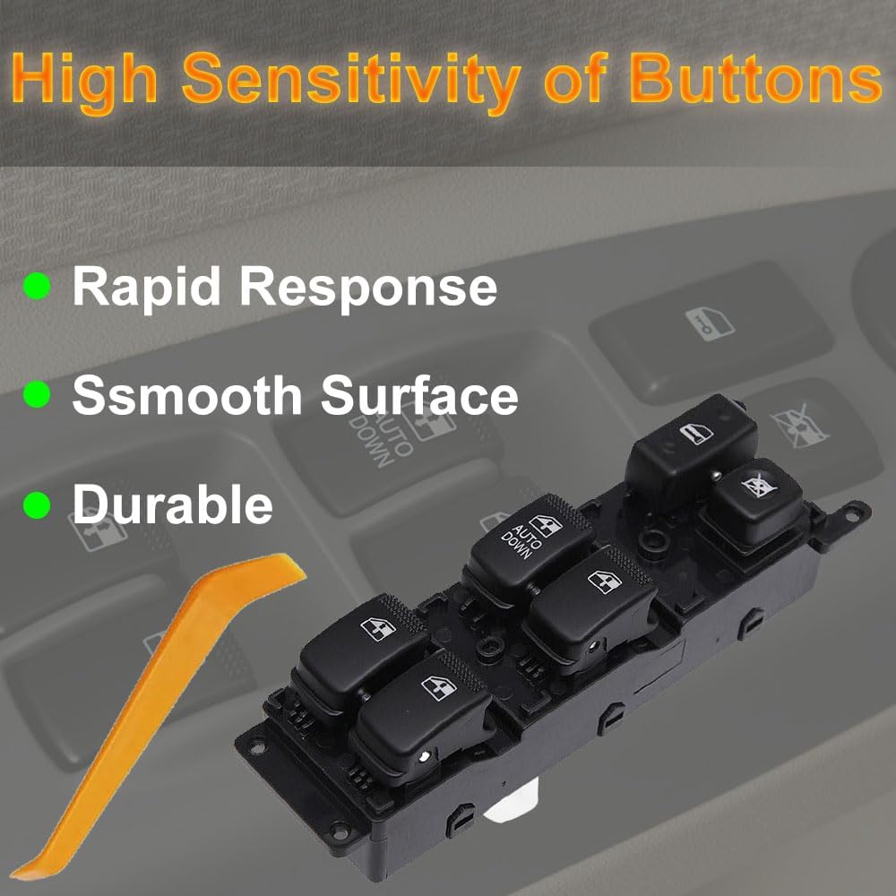 93570-1G110 Front Left Power Control Window Switch Driver Compatible with 2006-2010 KIA Rio Rio Hybrid Replace OE 93570 1G110 Fit for Driver Side Electric Master Window Switch for Rio Hybrid 2006-2010