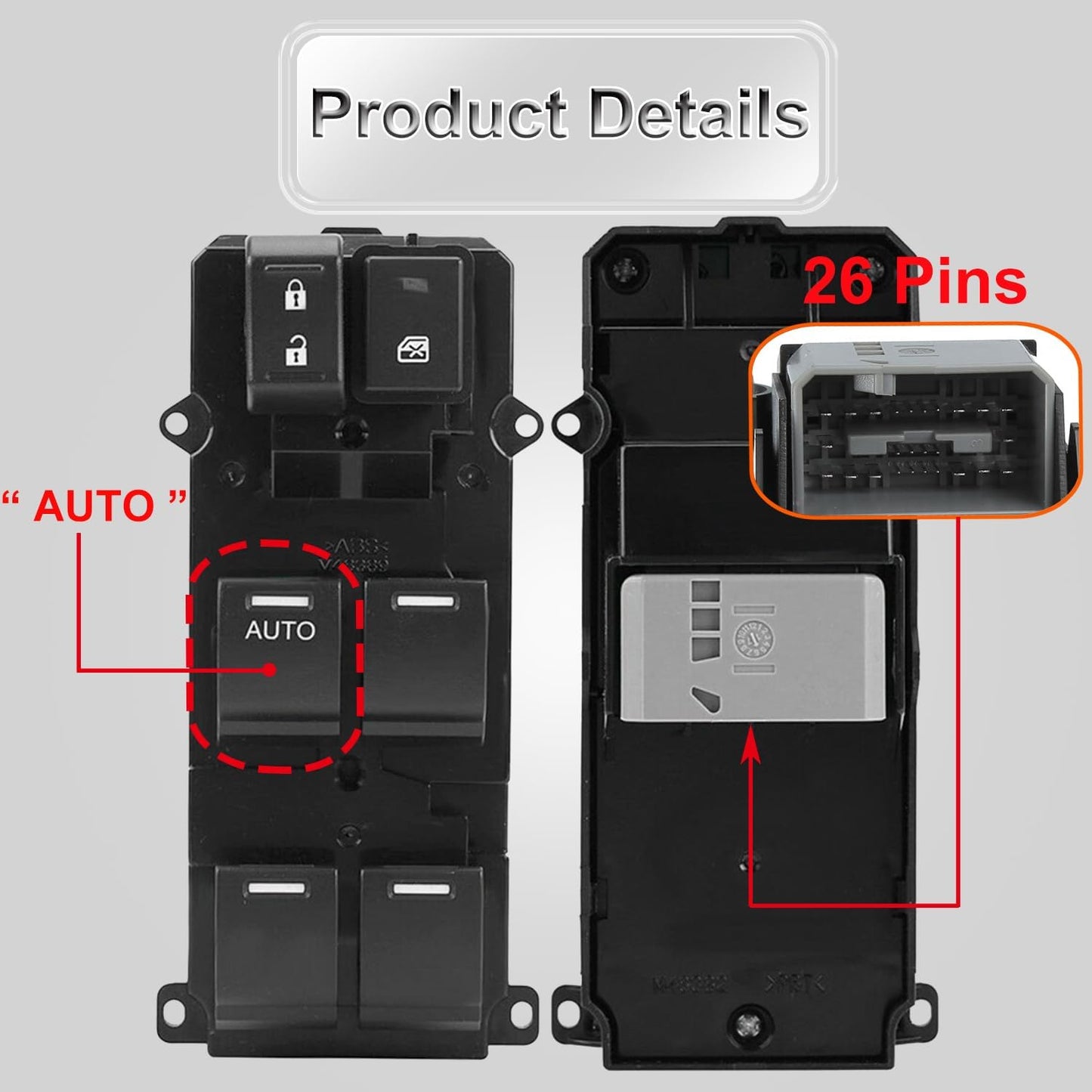 Front Left Driver Side Master Window Switch Replacement for Honda Accord Sport 2013-2017 Replace OE 35750T2AA91 | Fit for 2013-2017 Accord Sport 35750-T2A-A91 Power Window Master Switch Buttons
