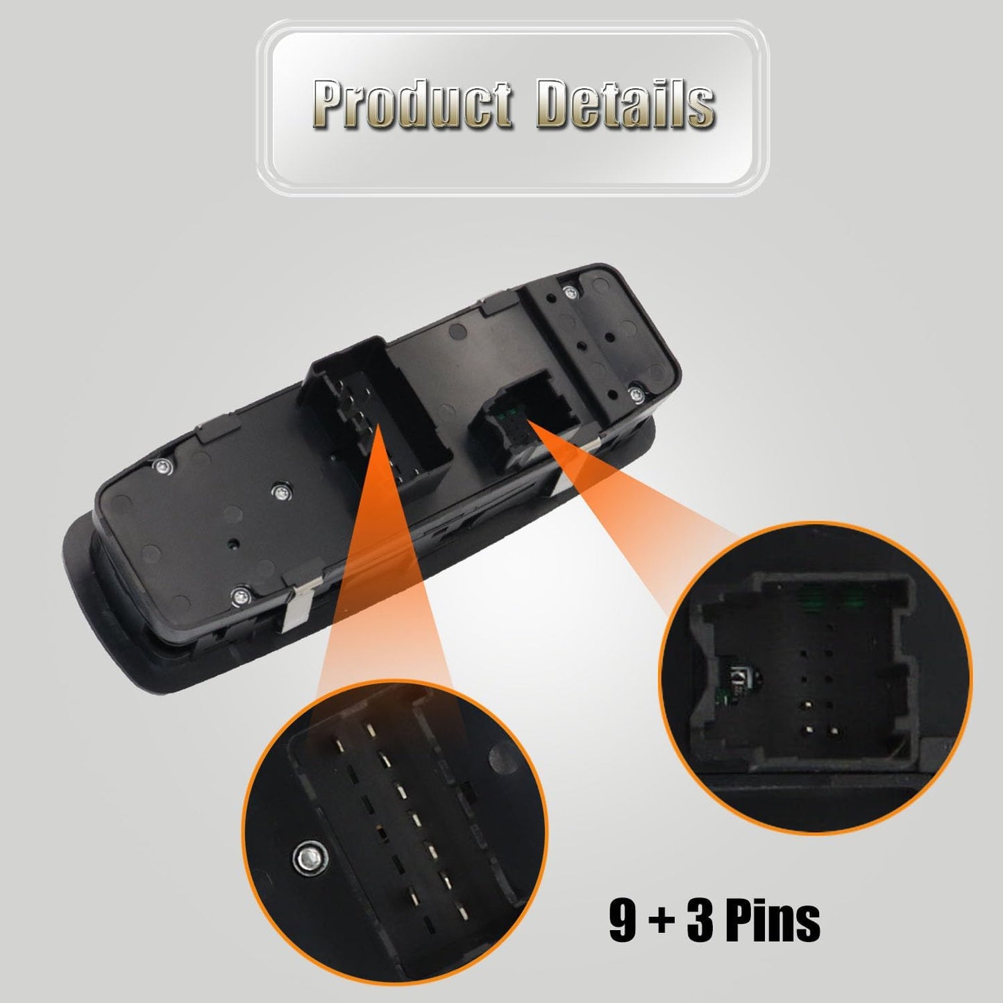 Power Window Master Control Switch Fit for 2012-2015 Chrysler Town & Country,for Dodge Grand Caravan,for 2013-2015 Dodge Ram 1500 2500 with Double Auto Button 3+9 pins Replace OE 68110867AB,68110867AA