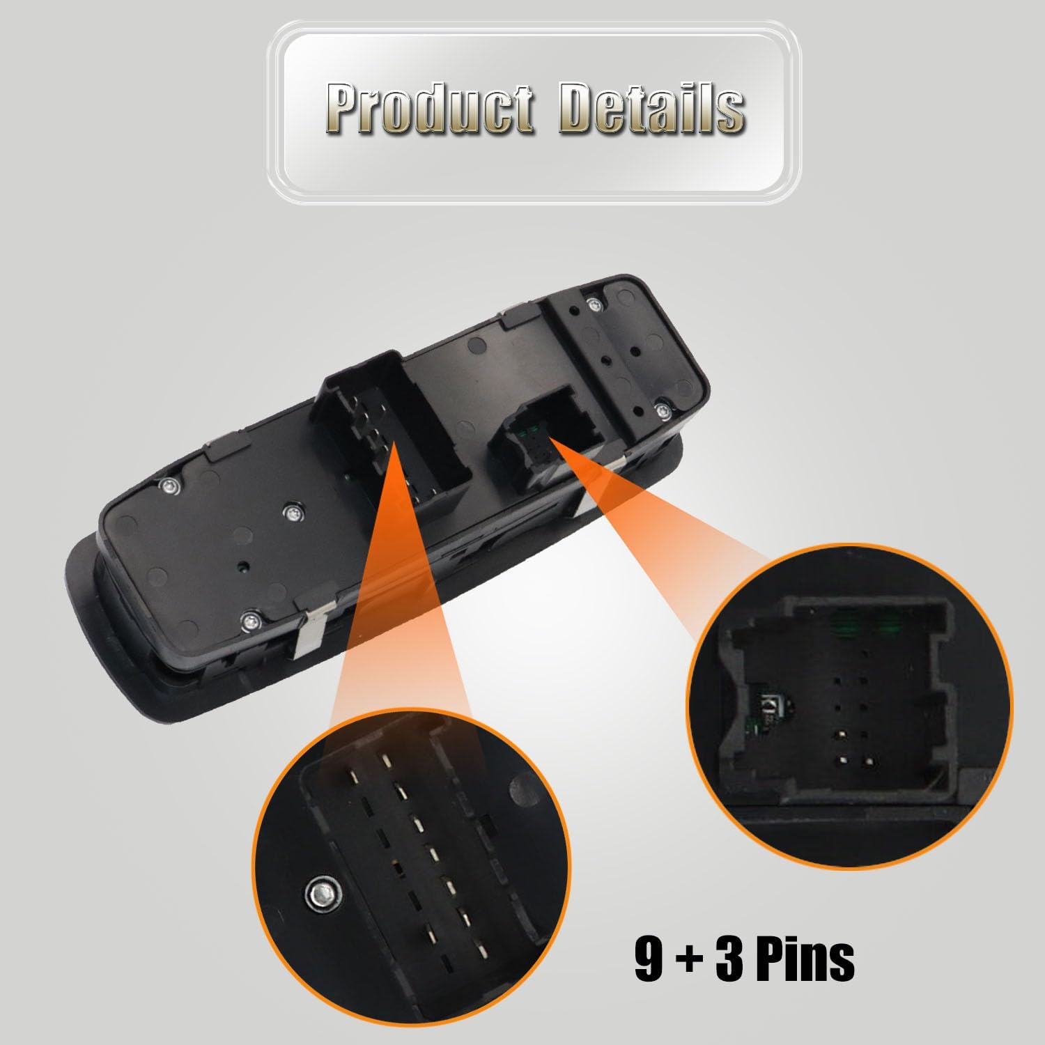 Power Window Master Control Switch Fit for 2012-2015 Chrysler Town & Country,for Dodge Grand Caravan,for 2013-2015 Dodge Ram 1500 2500 with Double Auto Button 3+9 pins Replace OE 68110867AB,68110867AA