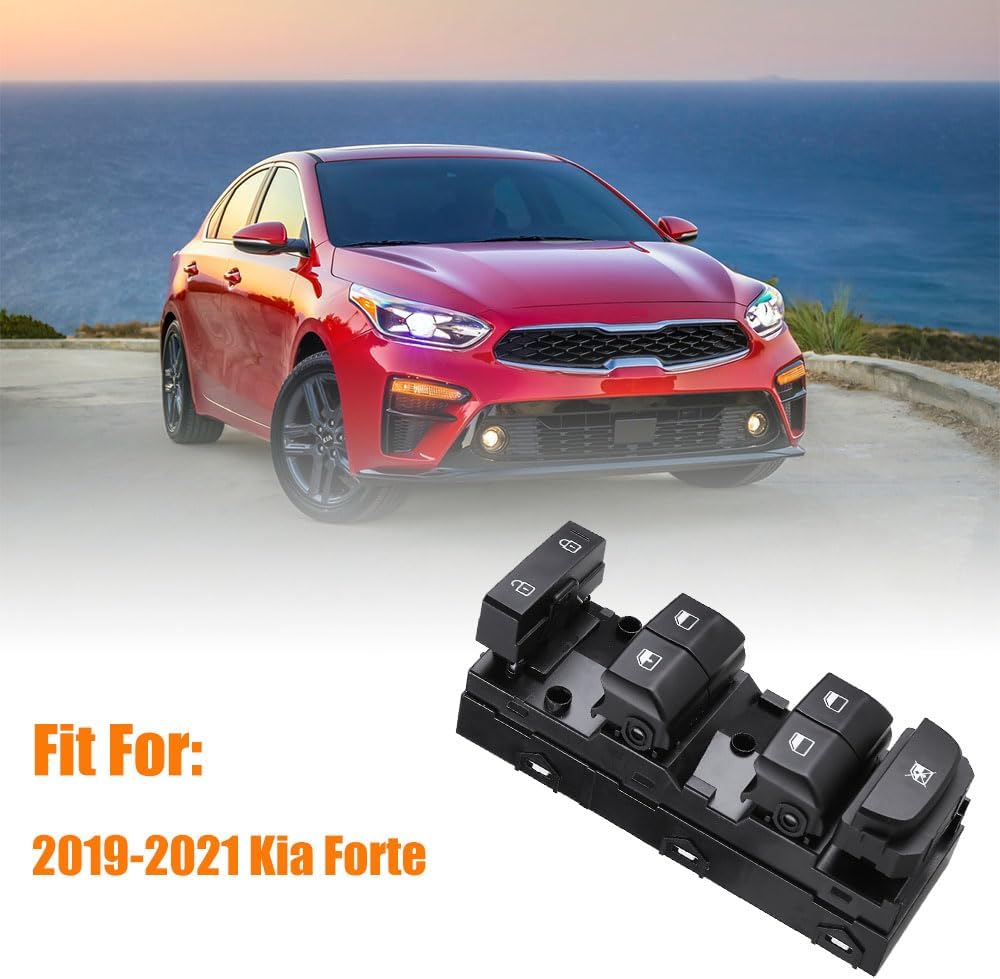 Power Window Master Control Switch Fit for 2019 2020 2021 Kia Forte Replace OE 93571M6100, 93571-M6100 for Front Left Driver Side Electric Window Switch Button Compatible with Kia Forte 2019-2021