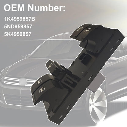 Power Window Control Switch fit for 2005-2014 VW Volkswagen CC Golf Jetta Passat Tiguan Toura-n, Replace OEM 1K4959857B 5ND959857 Front Left Driver Side Power Window Master Control Switch Button