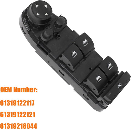Power Window Switch Fit for BMW X5 Series E70 2007-2013, Compatible with BMW X6 E71 Series 2008-2014, Replace OEM 61319122117 Front Left Driver Side Power Window Master Control Switch Button