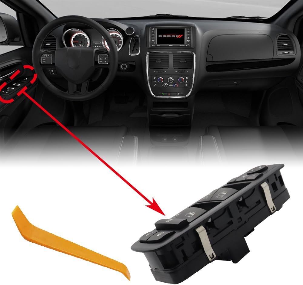 Power Window Master Control Switch Fit for 2012-2015 Chrysler Town & Country,for Dodge Grand Caravan,for 2013-2015 Dodge Ram 1500 2500 with Double Auto Button 3+9 pins Replace OE 68110867AB,68110867AA