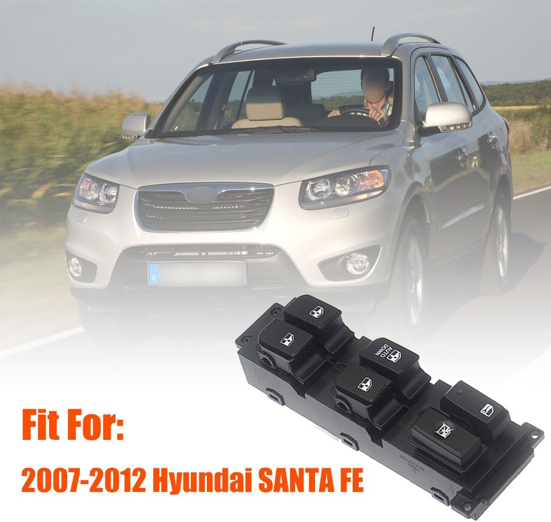 93570-2B100 Front Left Power Control Window Switch Driver Compatible with 2007-2011 Hyundai Santa Fe CM Replace OE 93570-2B730 Driver Side Electric Master Window Switch Fit for Santa Fe CM 2007-2011