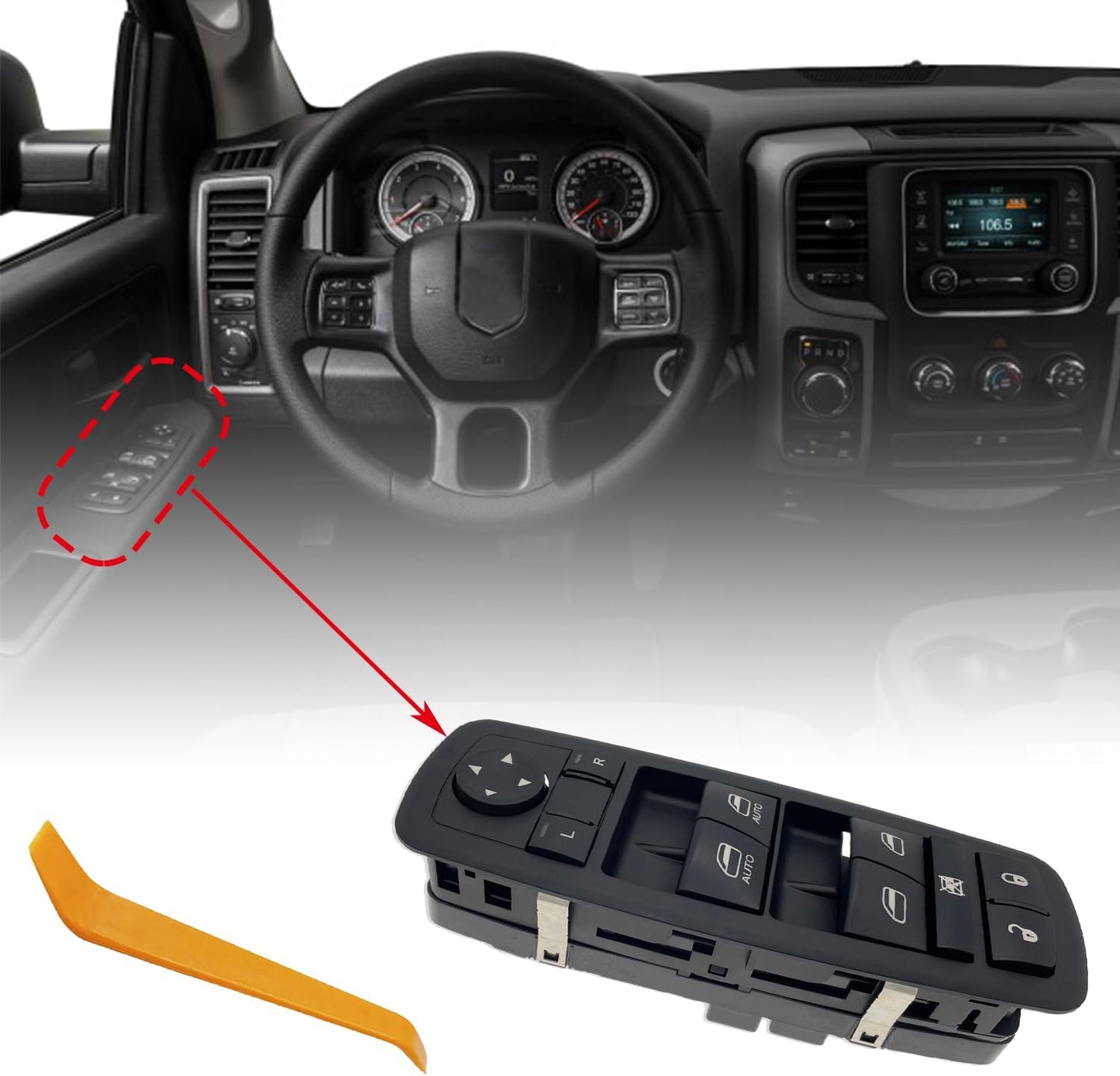 56046823AE Power Window Master Control Switch Fit for 2011-2020 Chrysler 300, for 2015-2017 Chrysler 200, for 2011-2019 Dodge Charger, for 2016-2022 Ram 1500 2500 3500 with Double Auto Button,3+8 Pins