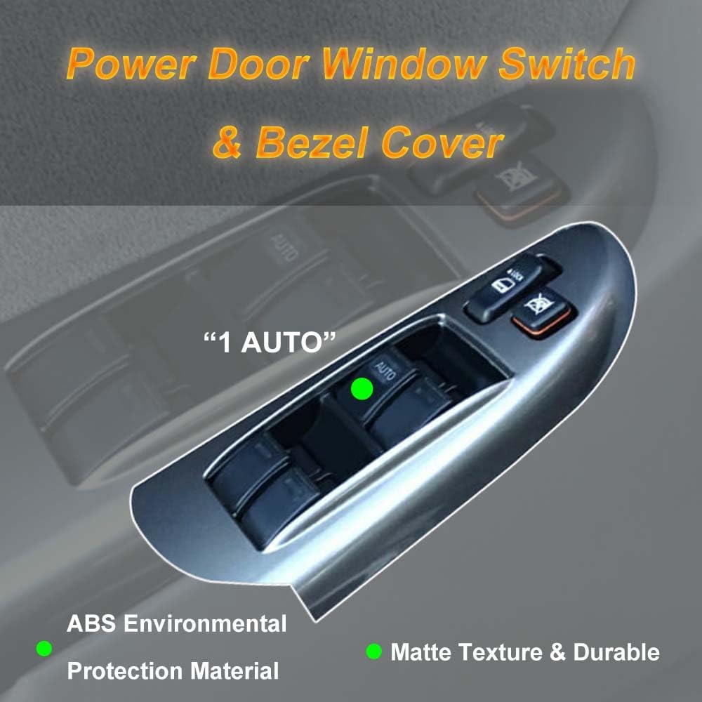 74232-42080-E0 Front Left Side Door Window Switch & Bezel Cover Replacement for Toyota RAV4 2001-2005 Replace OEM# 84820-12480, Door Window Switch & Bezel Cover Fit for RAV4 01 02 03 04 05