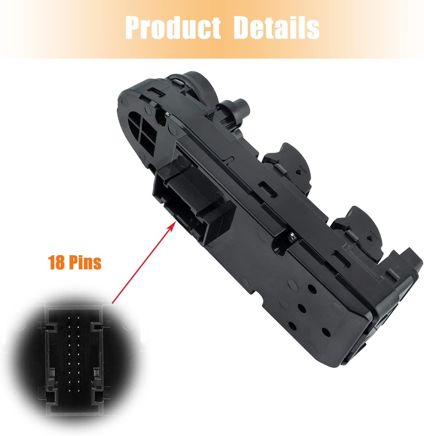 Power Window Switch Fit for BMW X5 Series E70 2007-2013, Compatible with BMW X6 E71 Series 2008-2014, Replace OEM 61319122117 Front Left Driver Side Power Window Master Control Switch Button