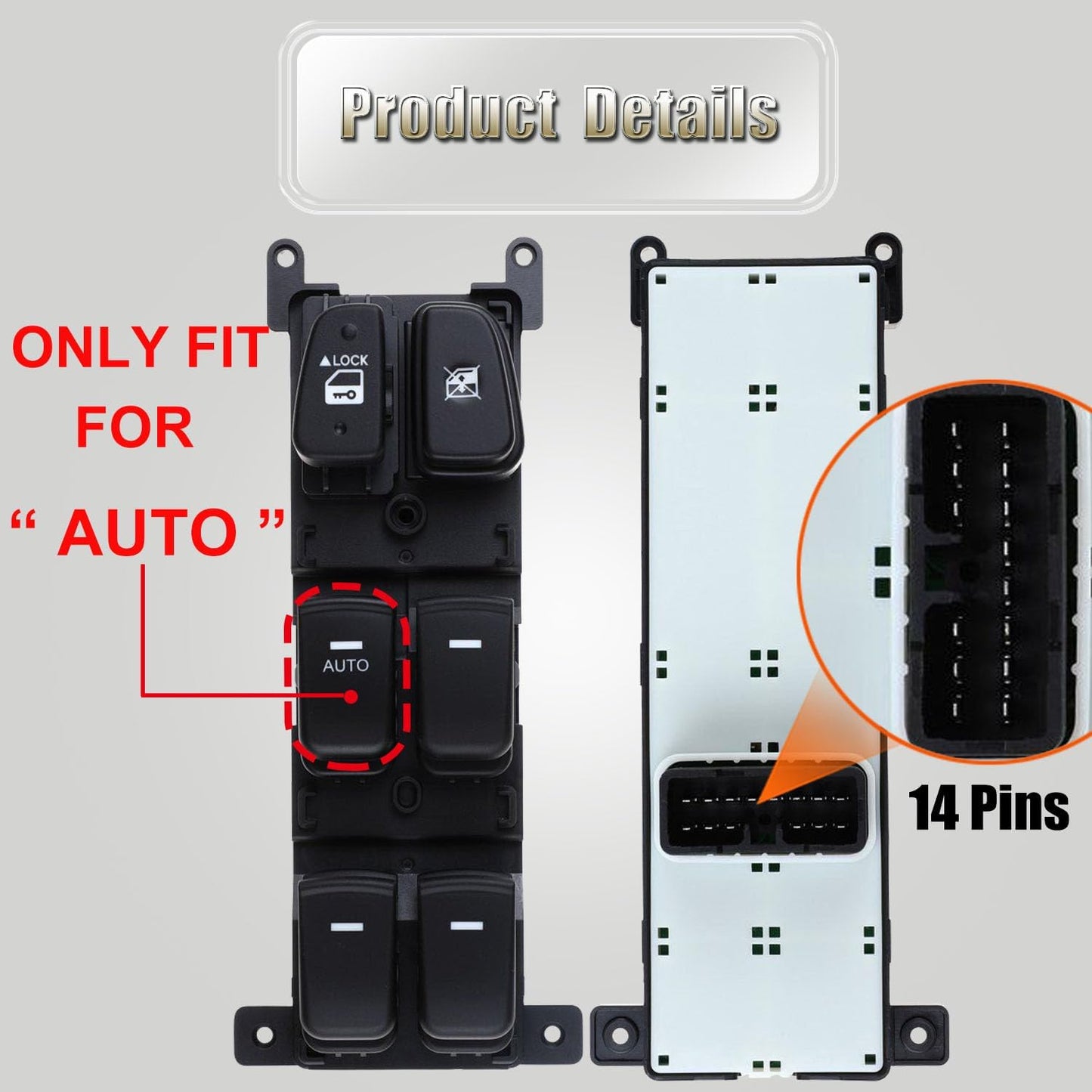 93570-3K600 Front Left Power Control Window Switch Driver Compatible with 2008-2010 Hyundai Sonata Replace# 935703K600 Driver Side Electric Master Window Switch Button Replacement for Sonata 2008-2010