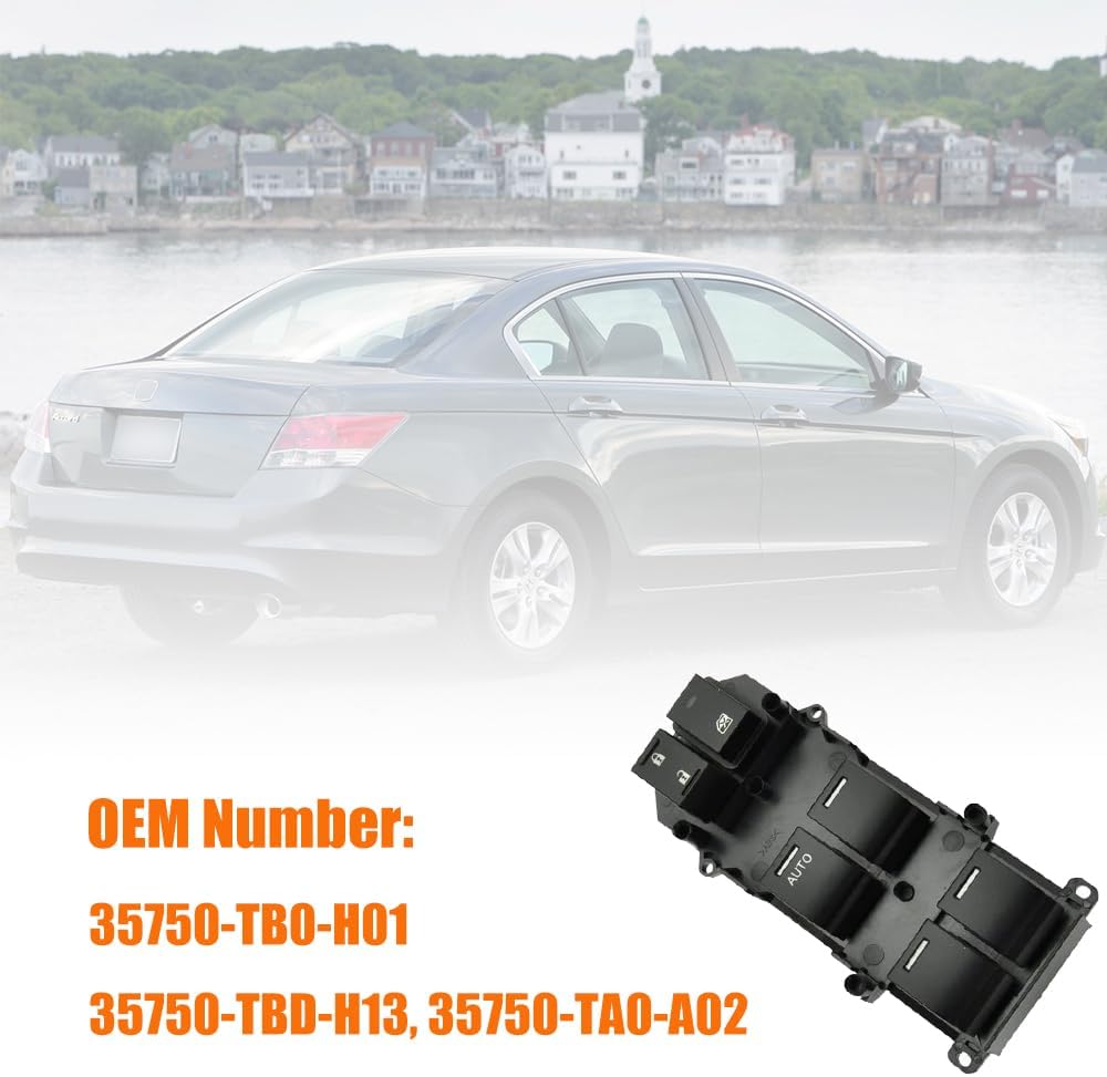 Front Left Driver Side Master Window Switch Compatible with Honda Accord Sedan 2008-2012 Replace OE 35750-TB0-H01 | Fit for 08-12 Honda Accord Power Window Master Single Auto Switch Buttons