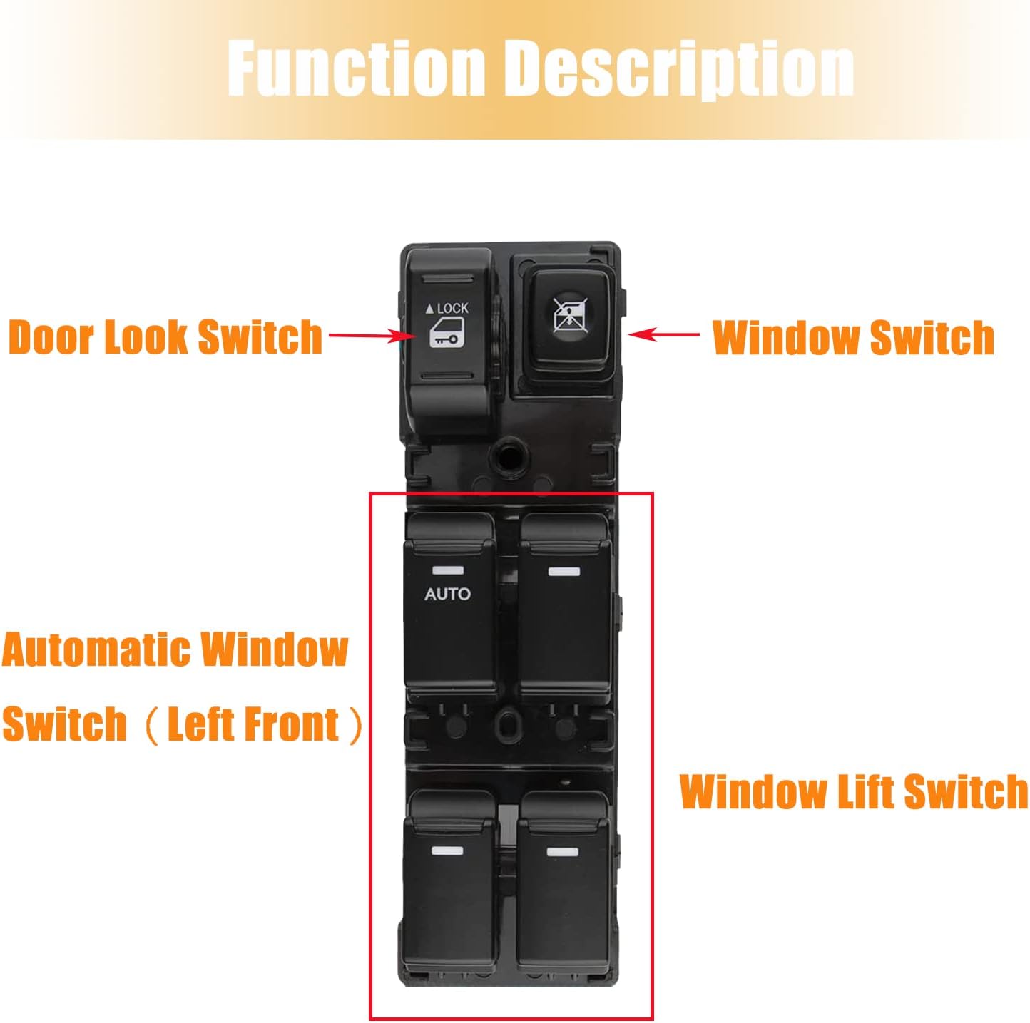Power Window Control Switch Fit for KIA Sorento R 2010-2014 Replace OEM 93570-2P100VA, 935702P100VA For Driver Side Front Left Master Window Control Switch Button Compatible with 10-14 Sorento R