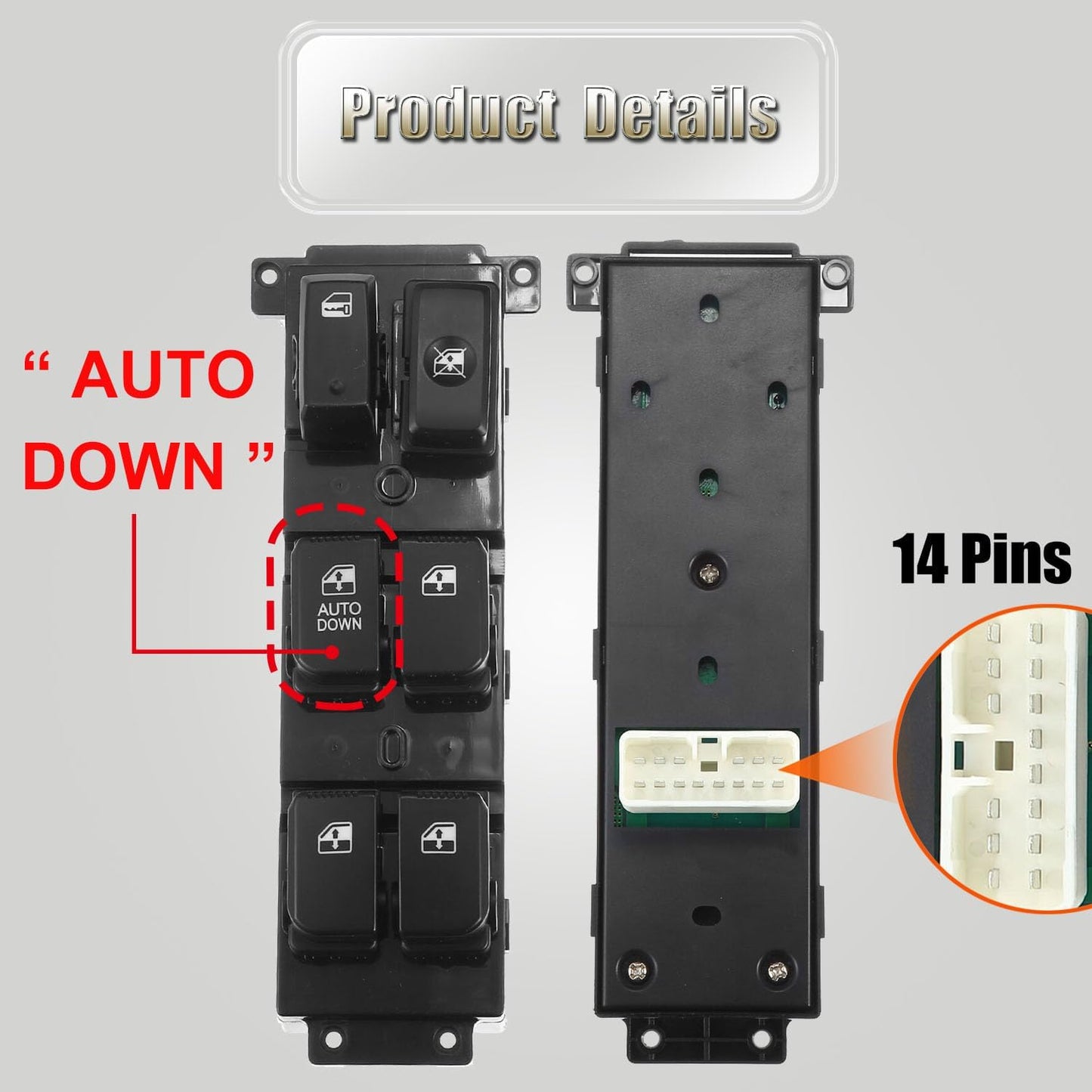 93570-2B100 Front Left Power Control Window Switch Driver Compatible with 2007-2011 Hyundai Santa Fe CM Replace OE 93570-2B730 Driver Side Electric Master Window Switch Fit for Santa Fe CM 2007-2011