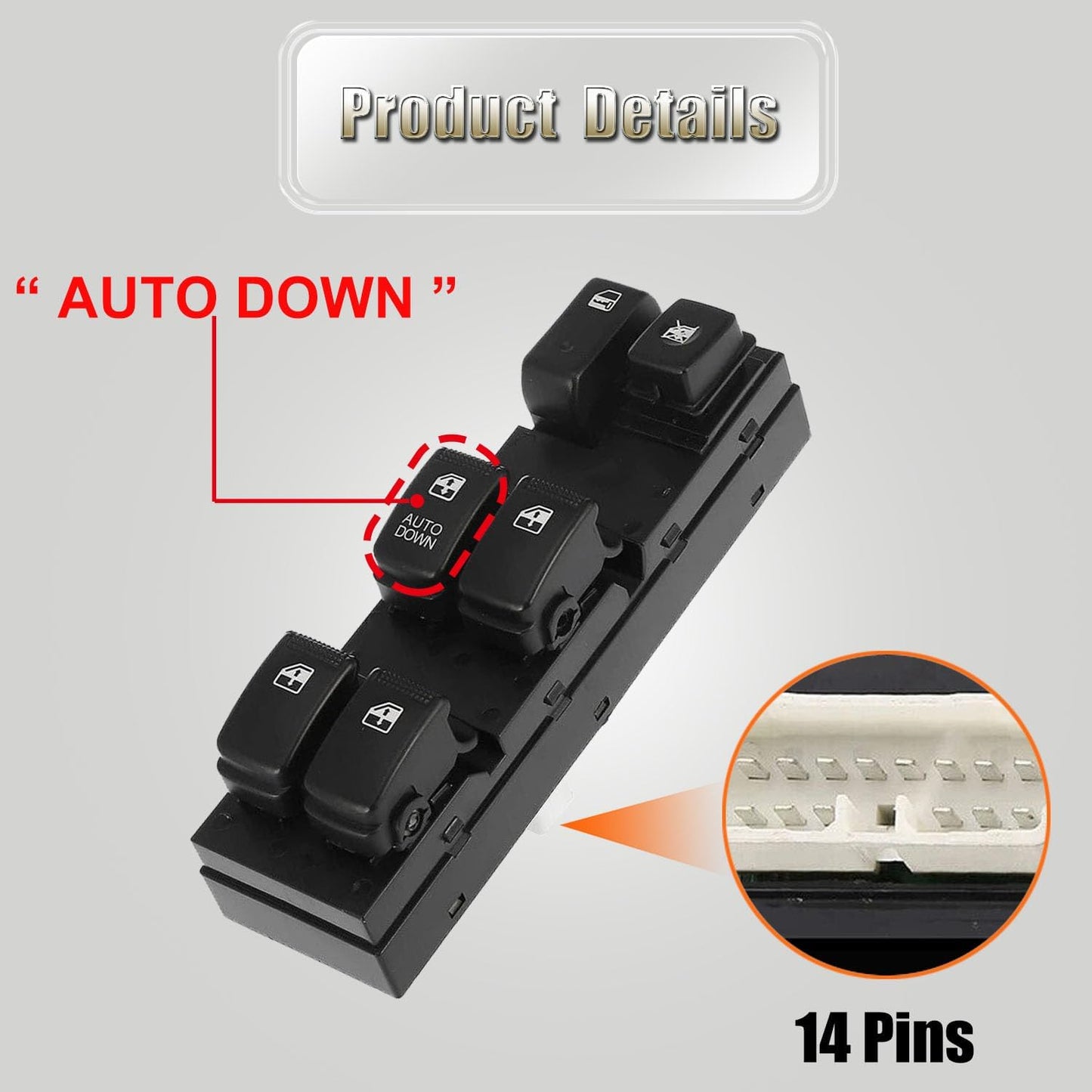 93570-1F370 Front Left Power Control Window Switch Driver Compatible with 2005-2010 Kia Sportage LX Replace# 935701F370 Replacement for Driver Side Electric Master Window Switch for Sportage 2005-2010