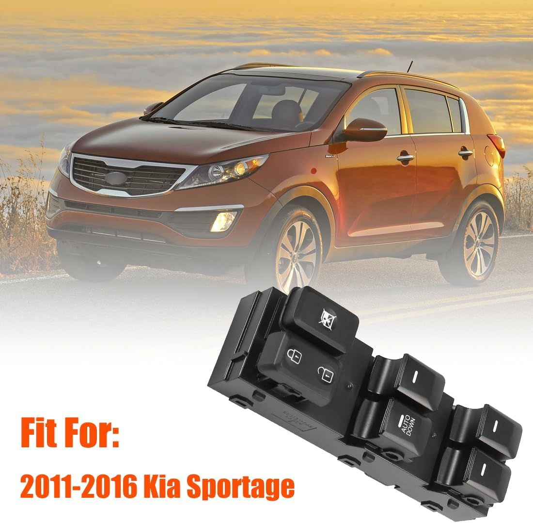 93570-3W000 Front Left Power Window Switch Driver Compatible with 2011-2016 Kia Sportage, Driver Side Electric Master Window Switch Button Replacement for Sportage 2012 2013 2014 2015, 1 Auto Down