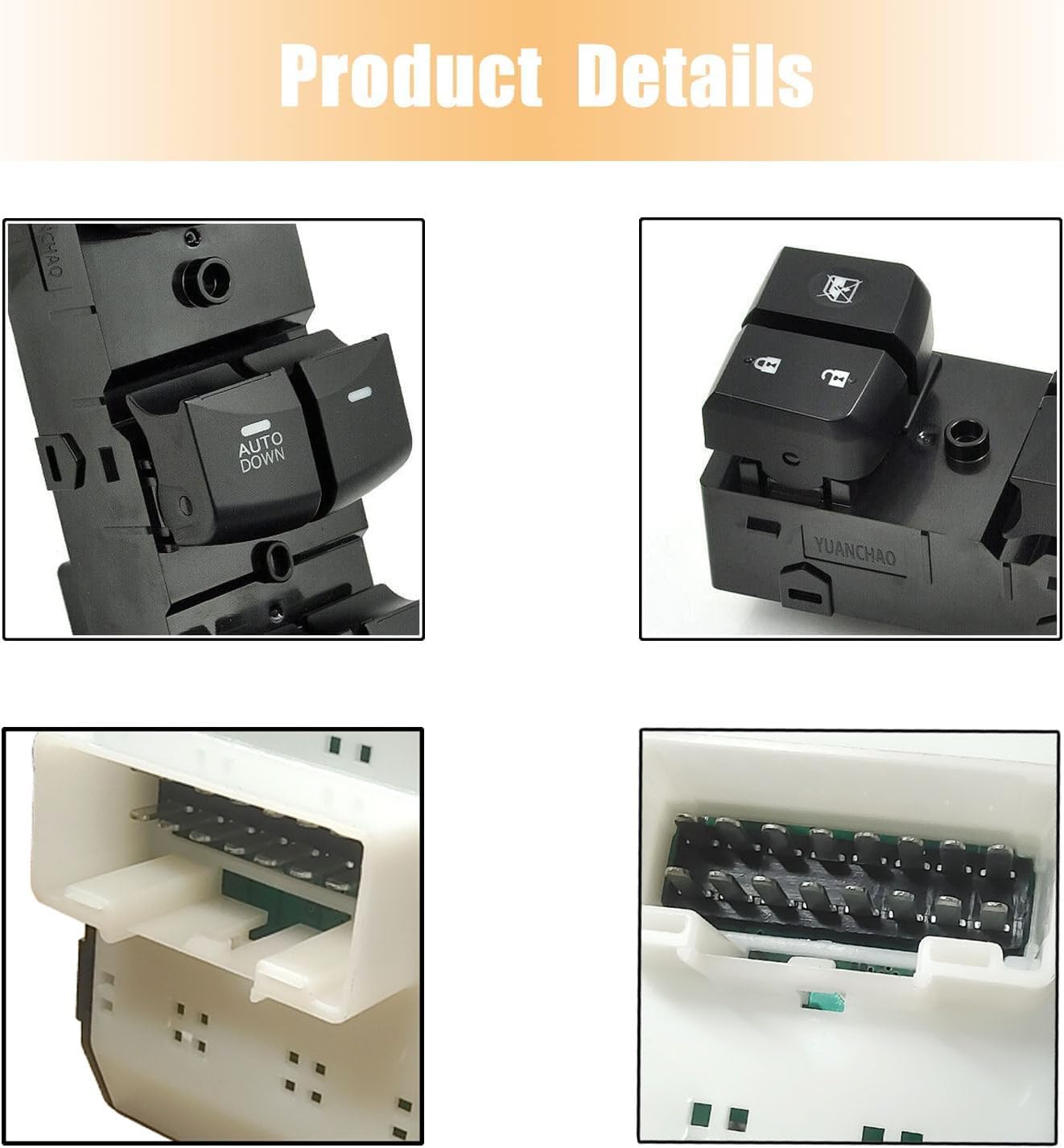 Power Window Control Switch fit for Hyundai Elantra 2011-2015, Replace OEM 93570-3X000, Front Left Driver Side Power Window Master Control Switch Button 11-15