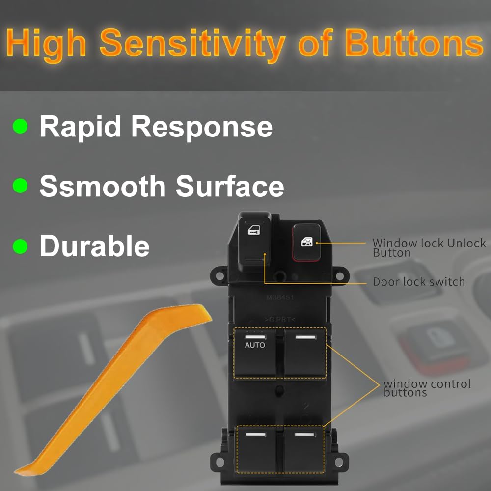 Front Left Power Control Window Switch Driver Compatible with 2007-2011 Honda CRV Replace# 35750-SWA-K01 for Driver Side Power Master Window Switch for CR-V 2007 2008 2009 2010 2011