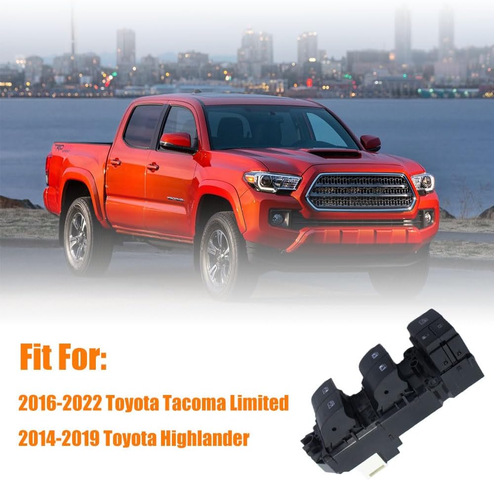 Power Window Master Control Switch Button Compatible with Toyota Tacoma 2016-2022 Replace OEM 84820-0E020 for Front Left Driver Side Power Window Switch Fit for Highlander 2014-2019