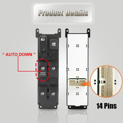 93570-1G110 Front Left Power Control Window Switch Driver Compatible with 2006-2010 KIA Rio Rio Hybrid Replace OE 93570 1G110 Fit for Driver Side Electric Master Window Switch for Rio Hybrid 2006-2010