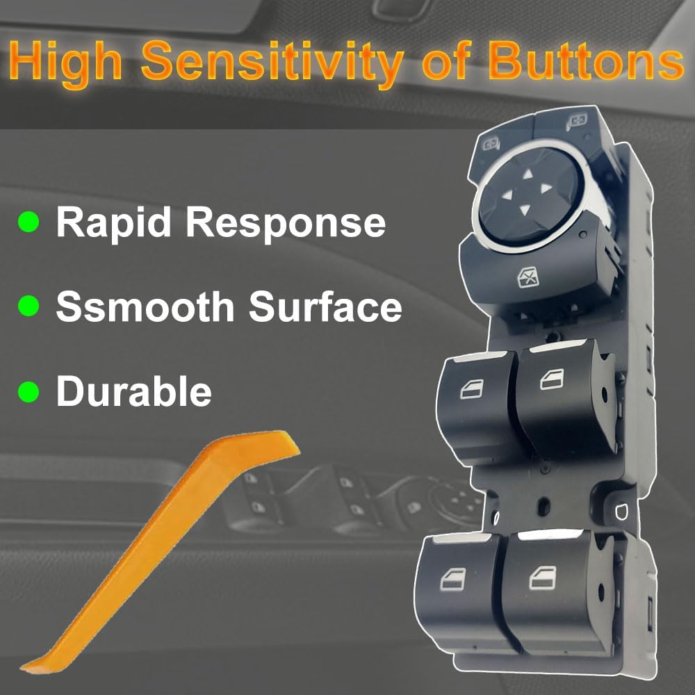 Front Left Power Control Window Switch Compatible with Ford Fusion 2013 2014 2015 2016 2017 Replace OE SW-7339-1X DG9Z14529AA, Driver Side Electric Window Switch Fit for Fusion 2013-2017
