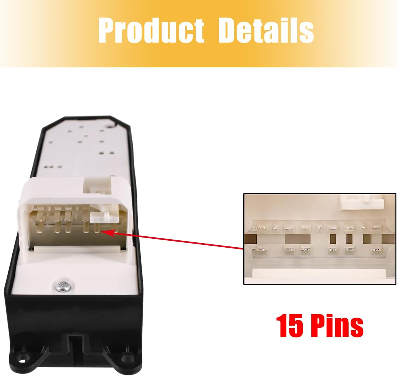 Power Window Control Switch fit for Toyota Tundra 2007-2013 Replace OEM 84820-0C030, Front Left Driver Side Power Window Master Control Switch Button with Double Auto Orange Light