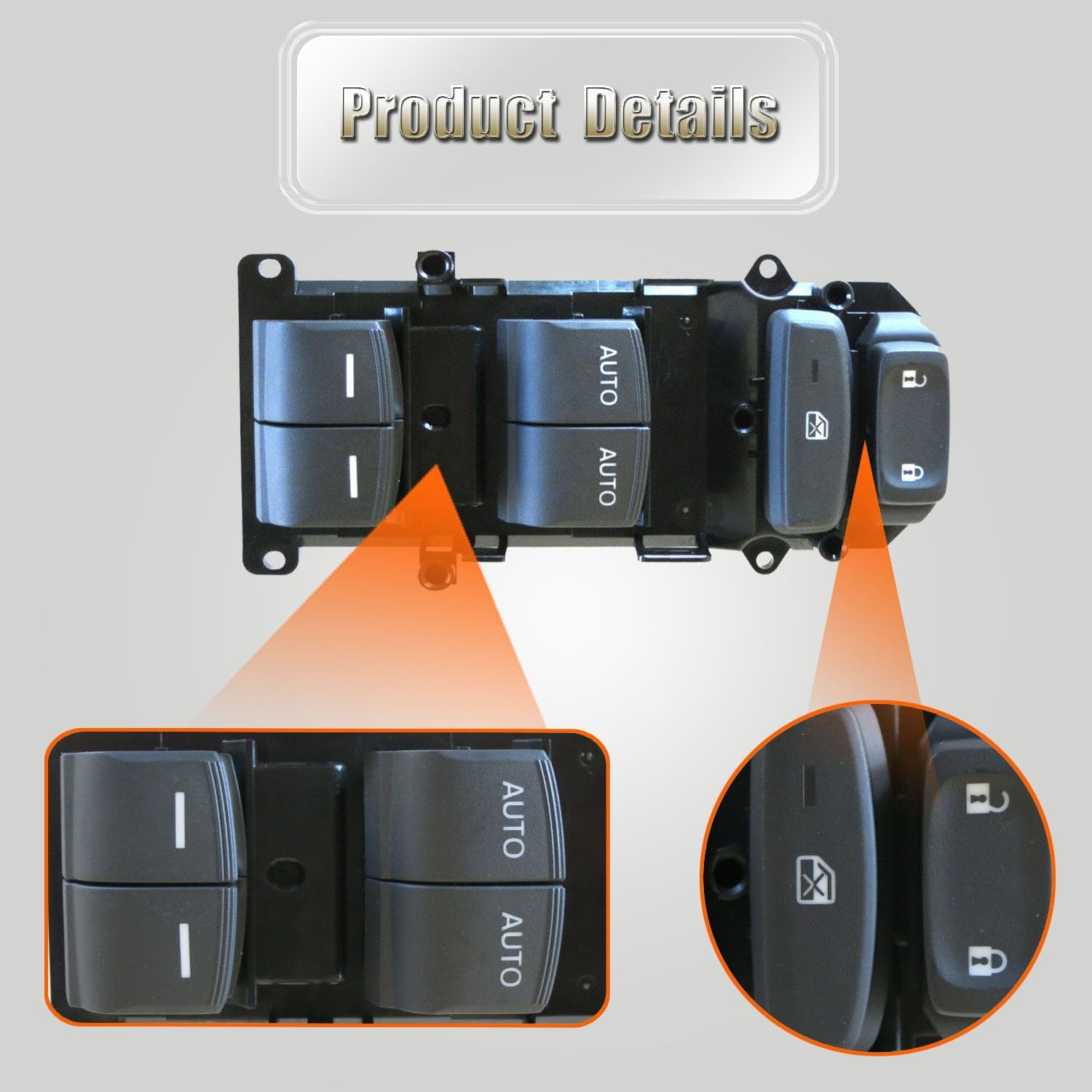 Master Power Window Switch Button Replacement for 2016 2017 2018 2019 2020 2021 Honda Civic EX | SI Touring Replace #35750TBAA42, 35750TBAA41 for Front Left Driver Side with Double Auto Switch Control