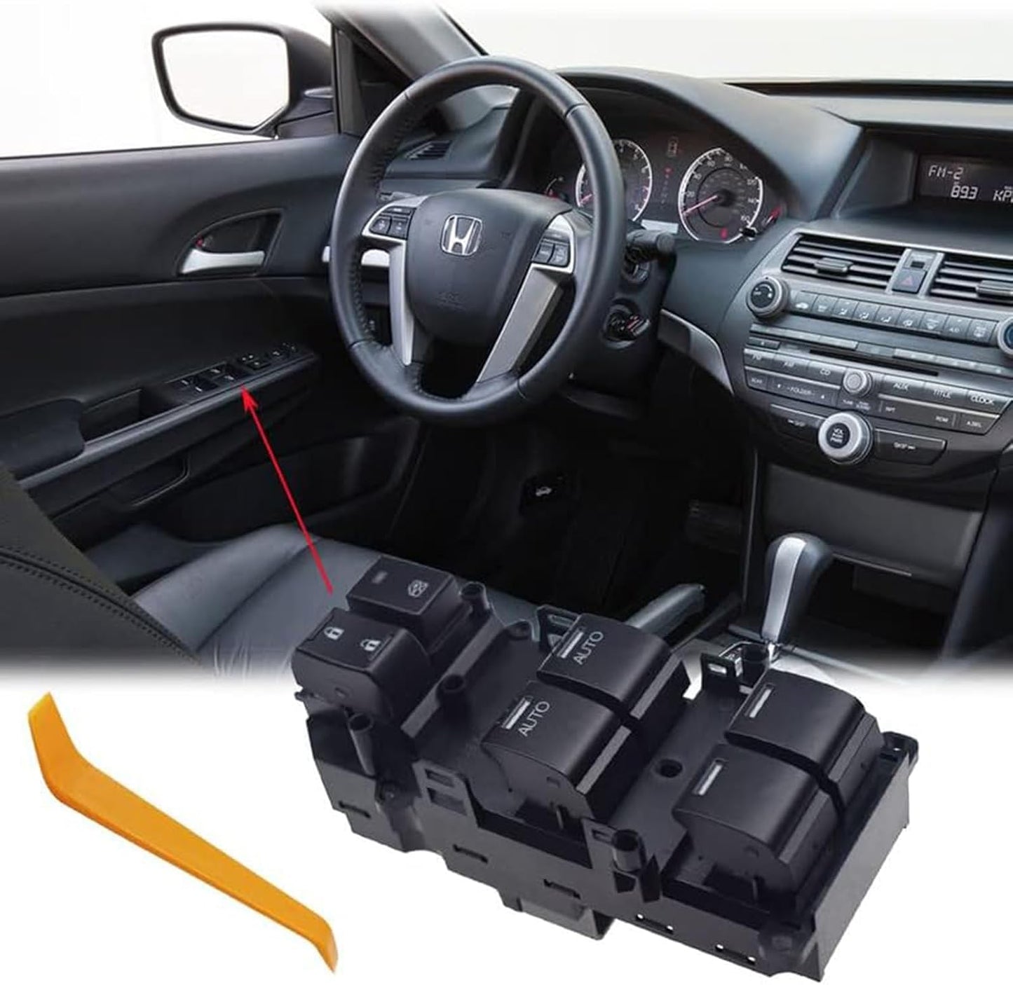 Front Left Driver Side Master Window Switch Compatible with Honda Accord Sedan EX-L 2013 2014 2015 2016 2017, Replace OE 35750T2AA01,35750-T2A-A01 | Fit for Driver Side Double Auto Switch Button