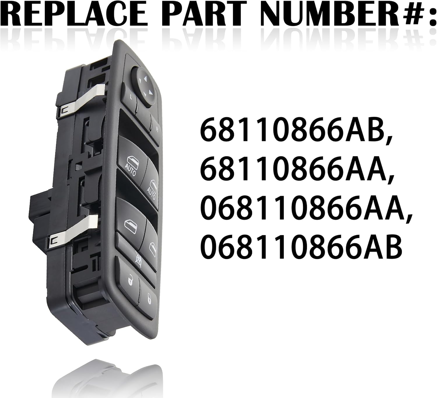 Power window master switch dimensions and button layout