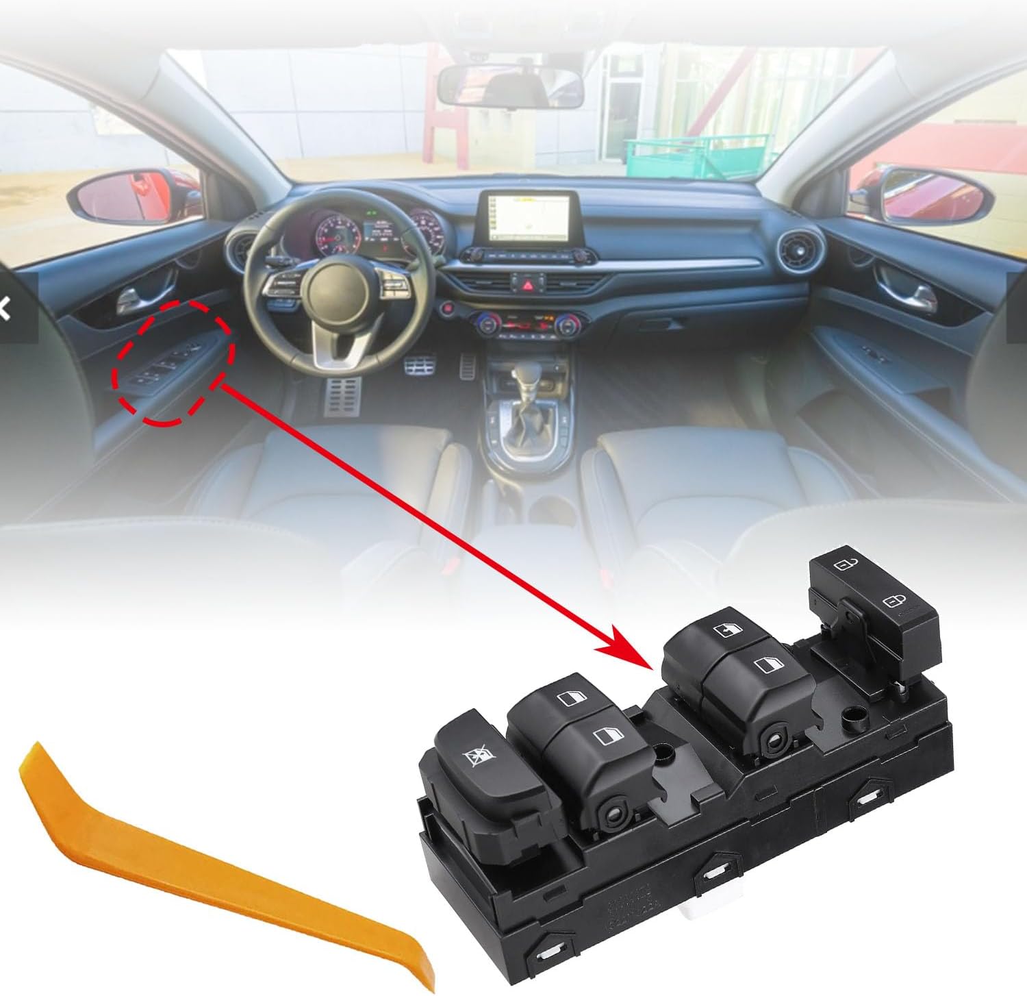 Power Window Master Control Switch Fit for 2019 2020 2021 Kia Forte Replace OE 93571M6100, 93571-M6100 for Front Left Driver Side Electric Window Switch Button Compatible with Kia Forte 2019-2021