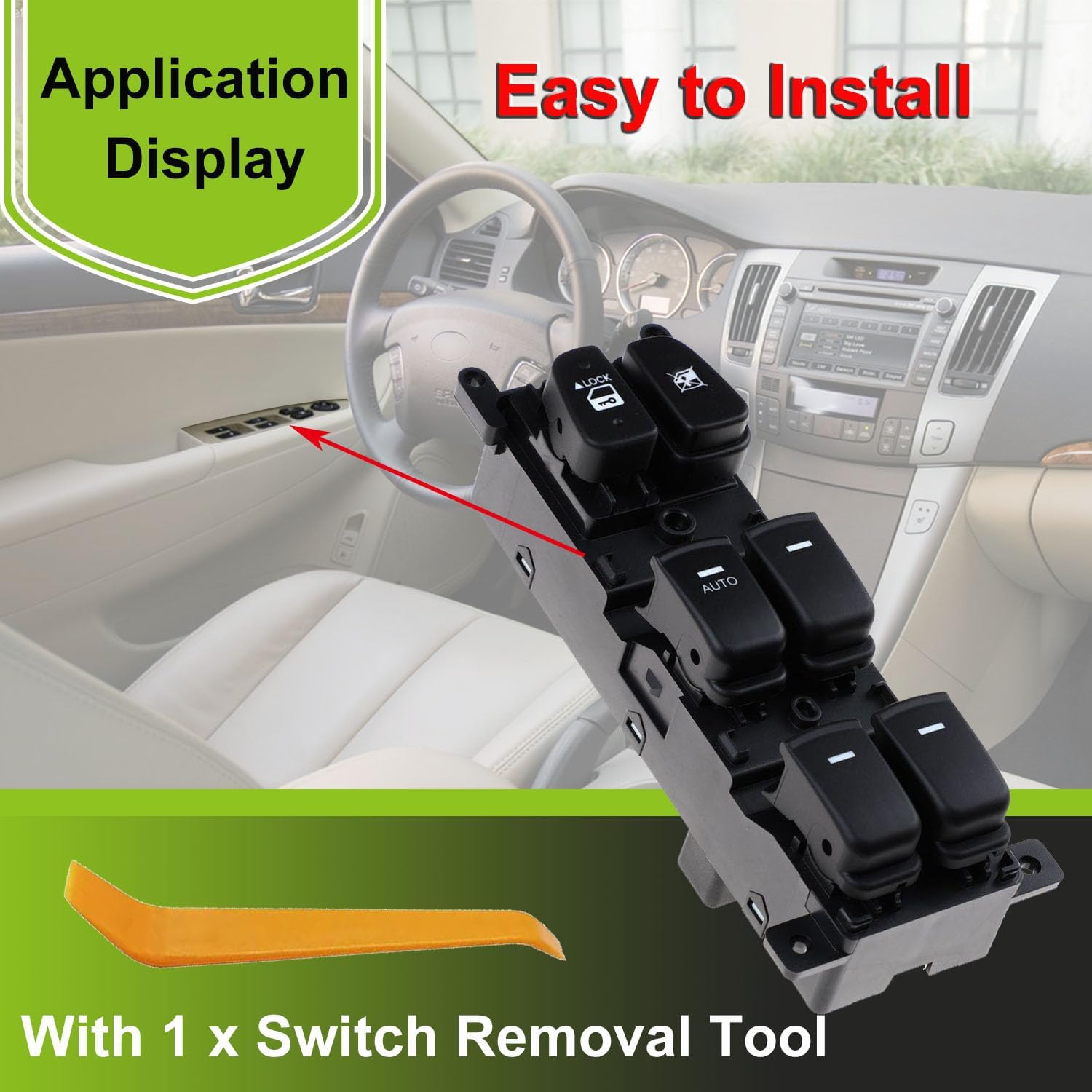 93570-3K600 Front Left Power Control Window Switch Driver Compatible with 2008-2010 Hyundai Sonata Replace# 935703K600 Driver Side Electric Master Window Switch Button Replacement for Sonata 2008-2010