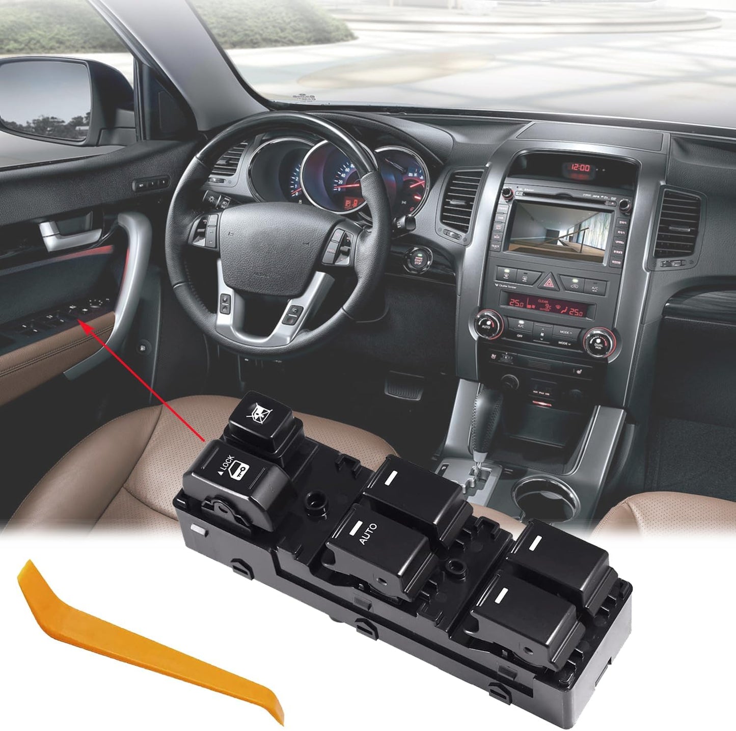 Power Window Control Switch Fit for KIA Sorento R 2010-2014 Replace OEM 93570-2P100VA, 935702P100VA For Driver Side Front Left Master Window Control Switch Button Compatible with 10-14 Sorento R