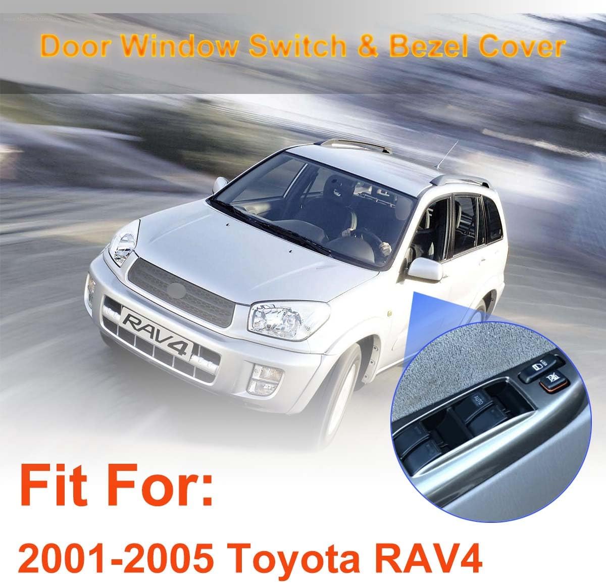 74232-42080-E0 Front Left Side Door Window Switch & Bezel Cover Replacement for Toyota RAV4 2001-2005 Replace OEM# 84820-12480, Door Window Switch & Bezel Cover Fit for RAV4 01 02 03 04 05
