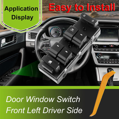 Front Left Driver Side Power Window Master Switch Fit for Hyundai Sonata 2015 2016 2017 2018 2019 Replace OEM 93570-C1000 for Power Window Control Switch Button Compatible for 2015-2019 Hyundai Sonata
