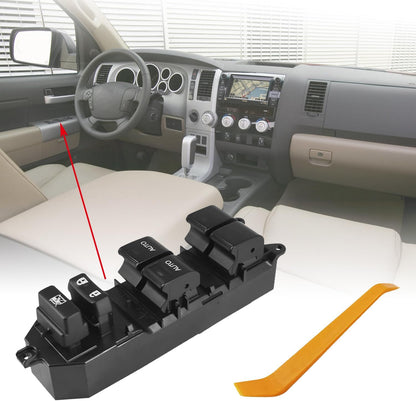 Power Window Control Switch fit for Toyota Tundra 2007-2013 Replace OEM 84820-0C030, Front Left Driver Side Power Window Master Control Switch Button with Double Auto Orange Light